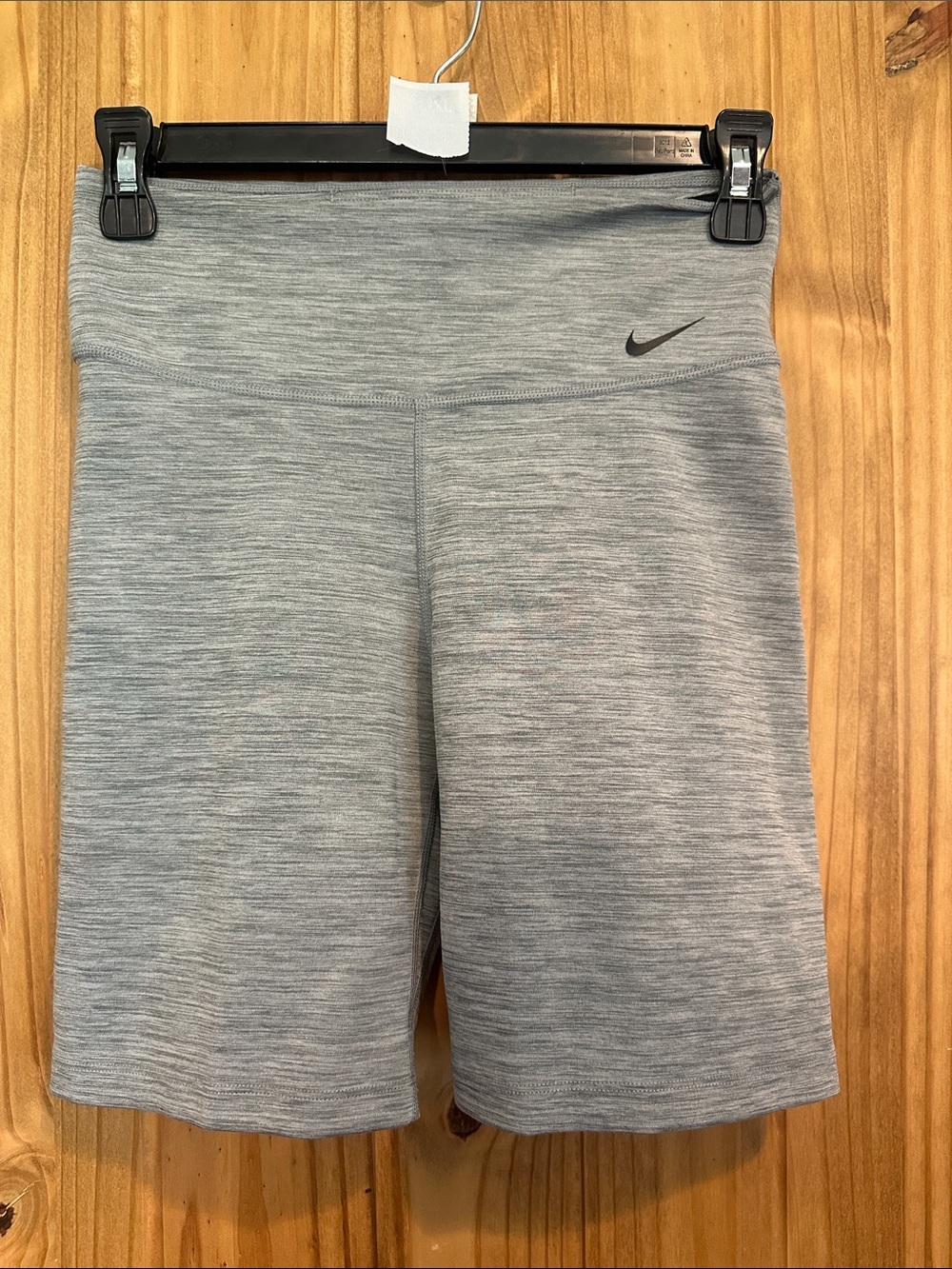 Nike Gray High-Rise Bike Shorts with Swoosh Detail